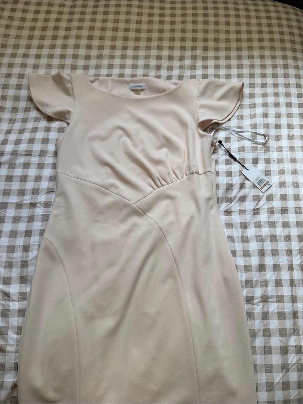 Calvin Klein Pale Cream Midi Sheath Dress